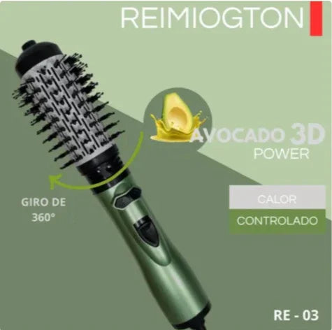 Foto de detalle de cepillo secador y encrespador - Primer plano del cabezal con cerdas mixtas y rejillas de ventilación para flujo de aire.