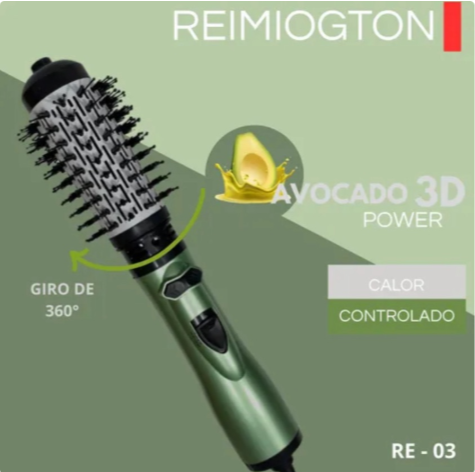 Foto de detalle de cepillo secador y encrespador - Primer plano del cabezal con cerdas mixtas y rejillas de ventilación para flujo de aire.