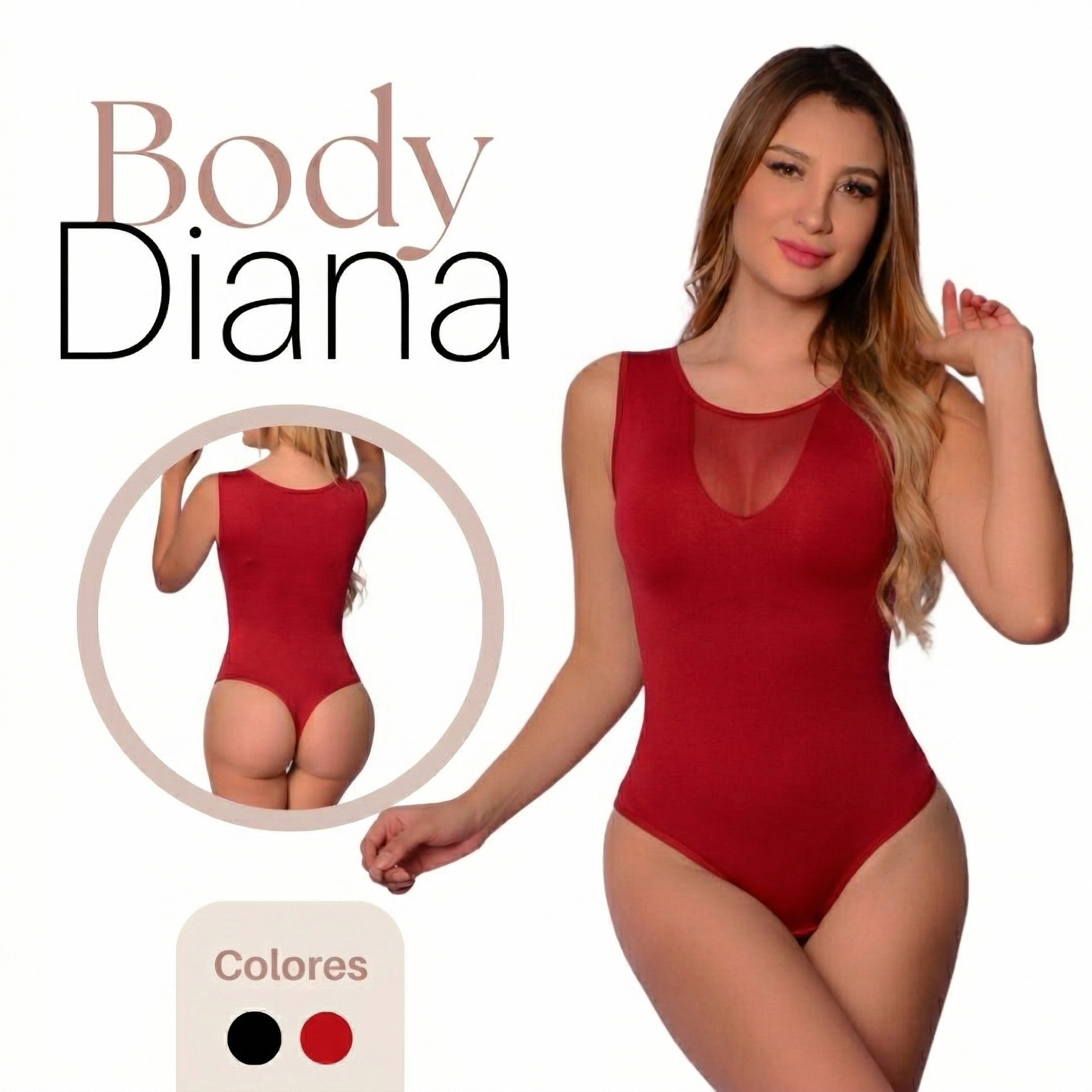 Faja colombiana referencia Diana Sutil Fajas en color rojo - Prenda de control con panel abdominal en látex para alta compresión.