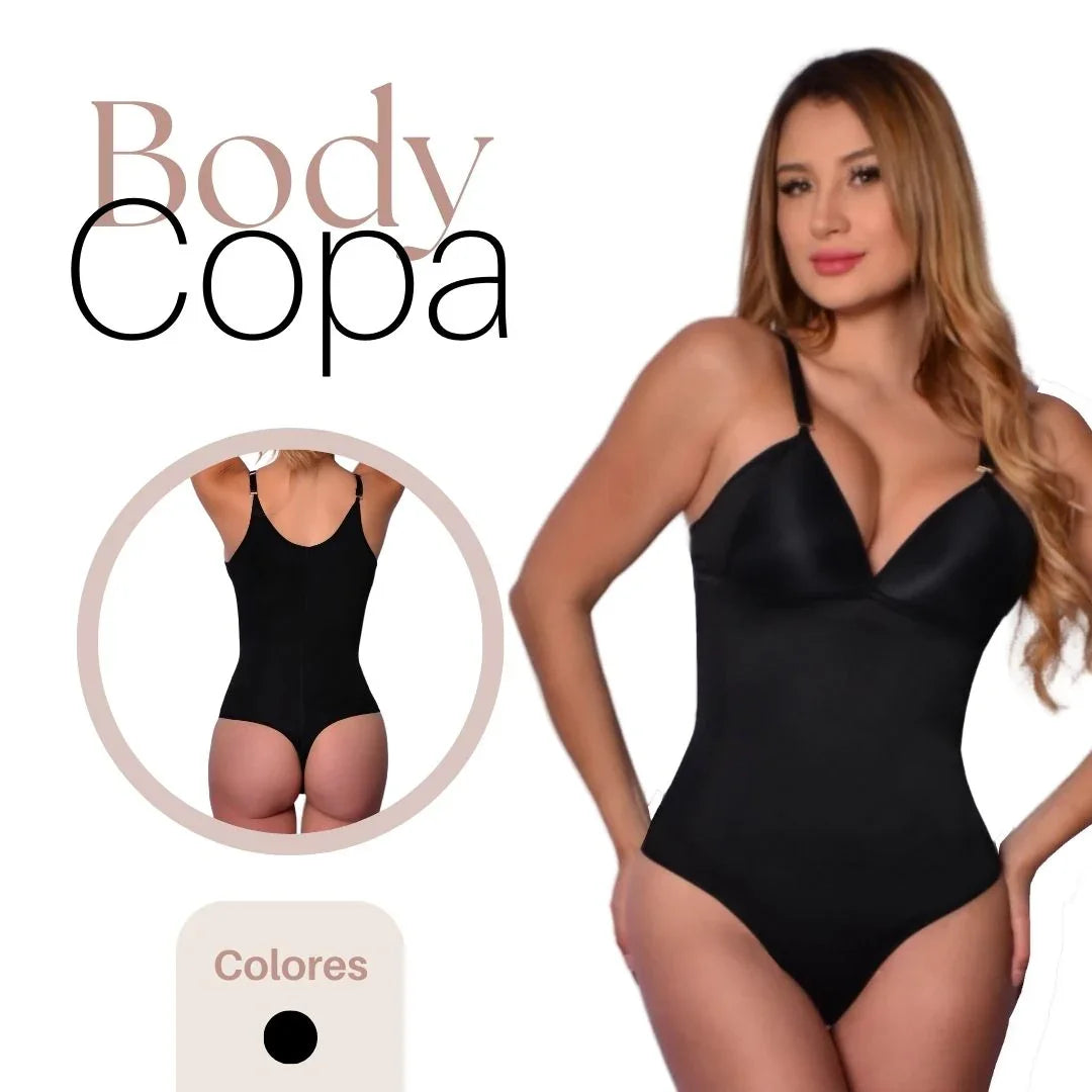 Body copa moldeador Sutil Fajas - Prenda de control con copas estructuradas para soporte de busto y panel de compresión abdominal.