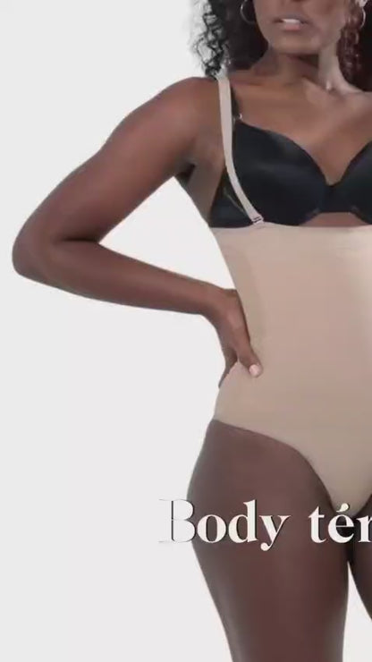 Video demostrativo de body faja moldeadora Sutil Fajas - Detalle en movimiento de costuras planas de alta resistencia, acabados y panel de compresión.